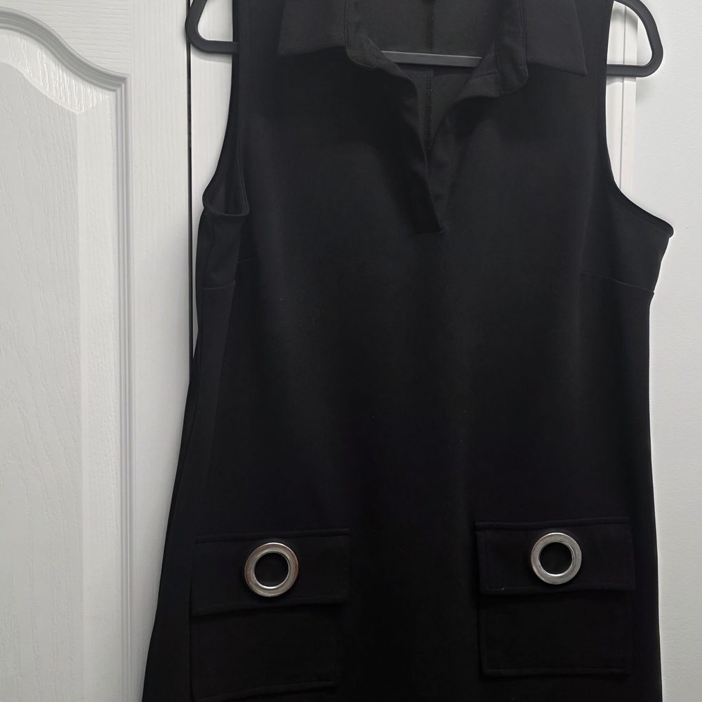 MSK Black Mini Dress with Silver Grommet Accents (Bin 11)